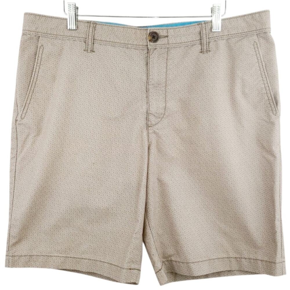 Original Penguin Men's Geometric Chino Shorts 9" Inseam Tan/Cream 36 Preppy EUC